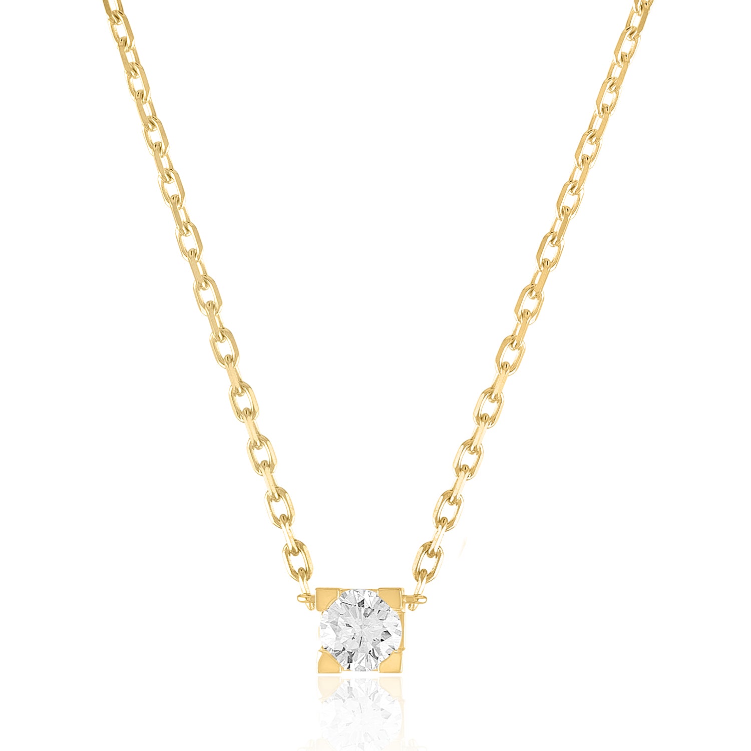 Solitaire Pendant on Rectangular Chain