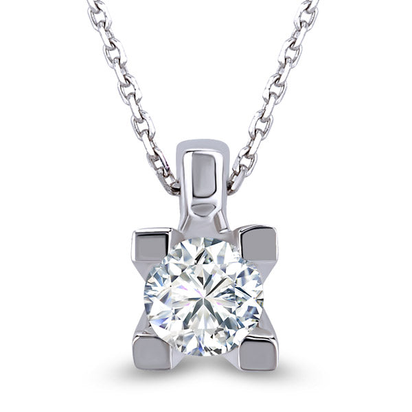 Solitaire Pendant on Rectangular Chain