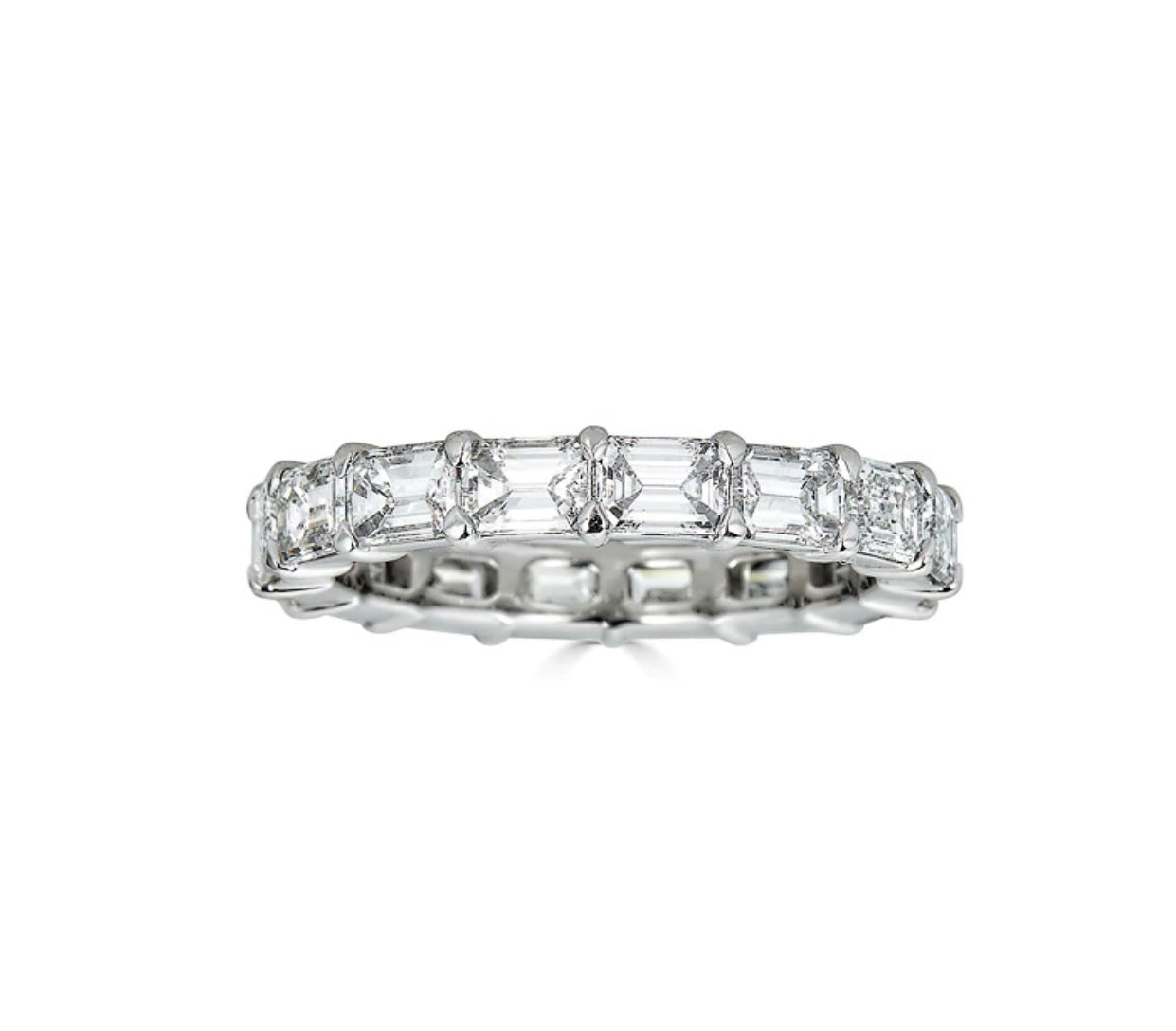 Platium East West Diamond Emerald Cut Eternity Band