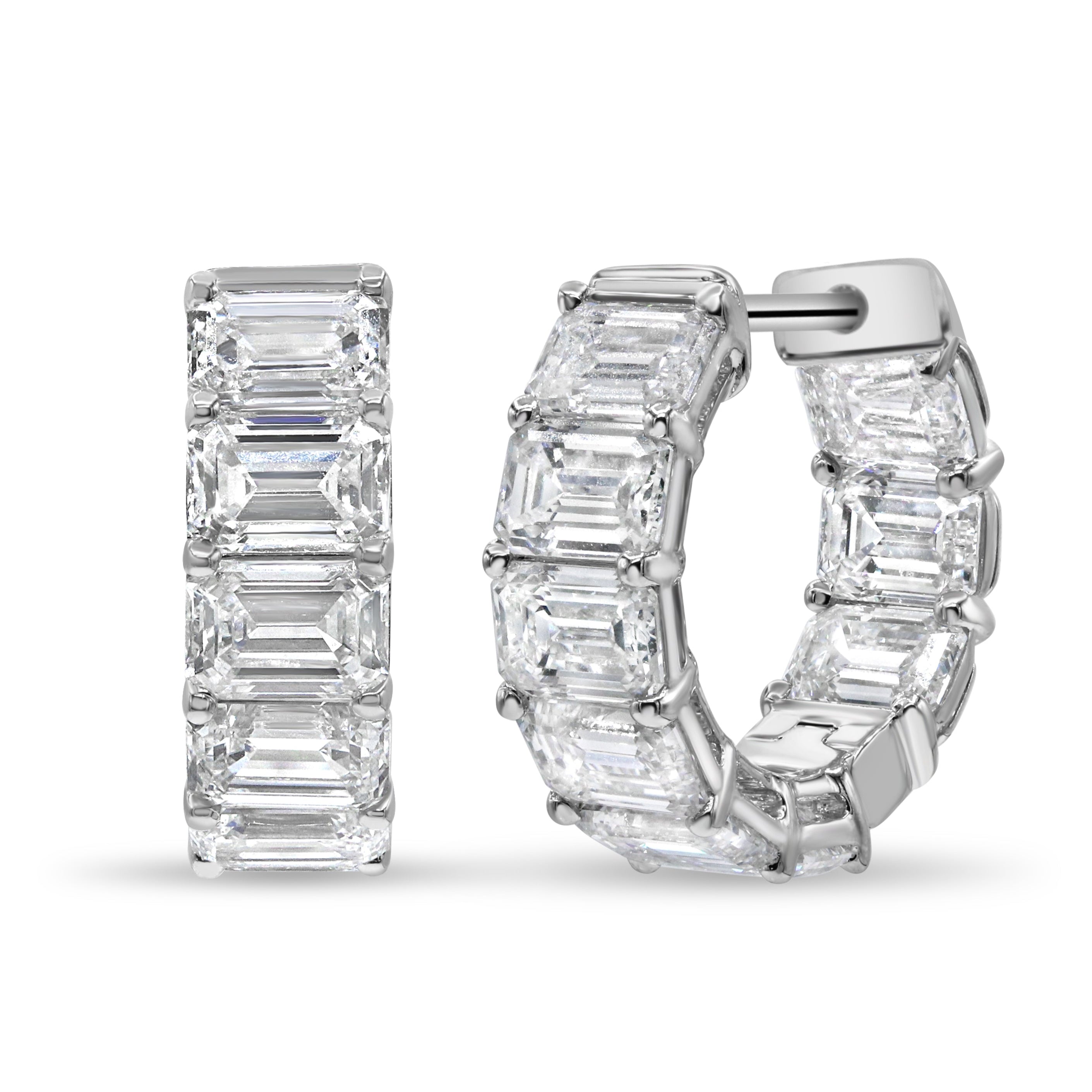 Large Emerald Cut Diamond Huggies