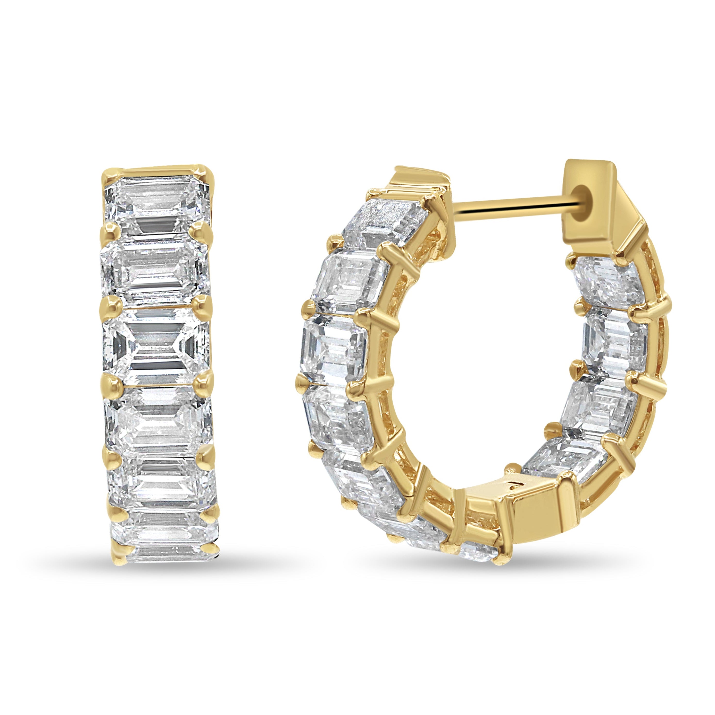 Small Emerald Cut Diamond Huggies
