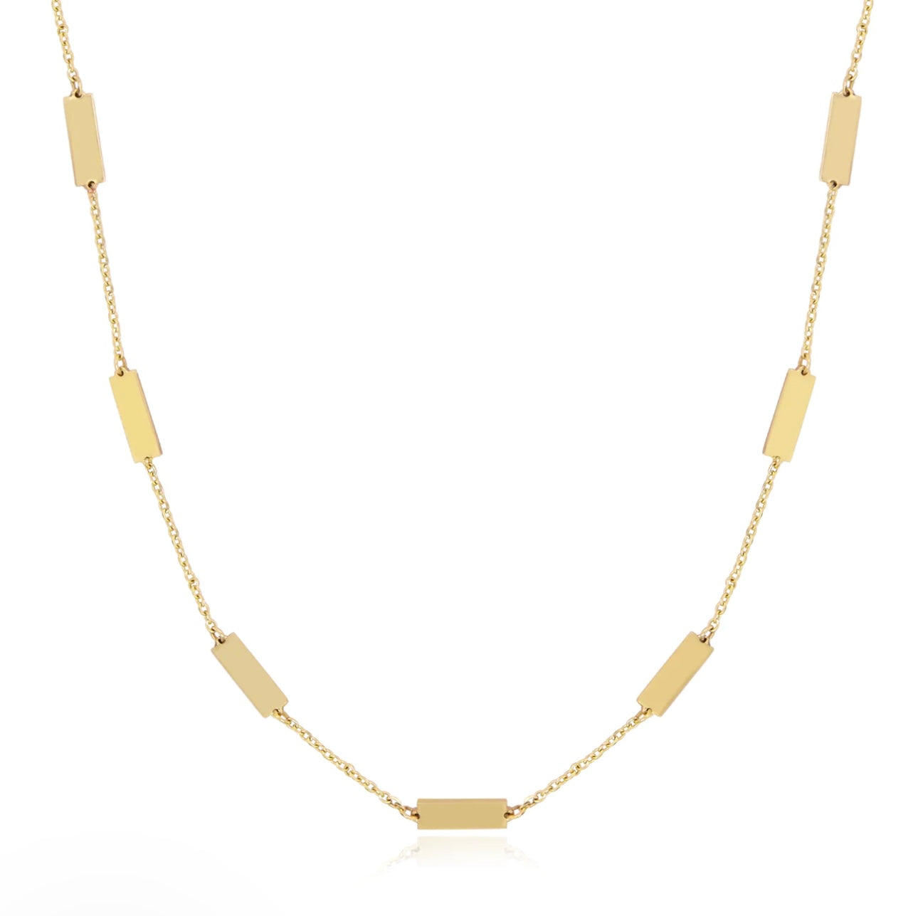Solid 14k gold station bar necklace