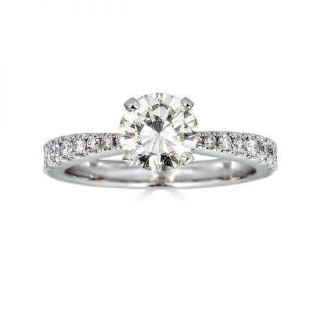 Diamond Solitaire Engagement Ring with Graduating Pave Band