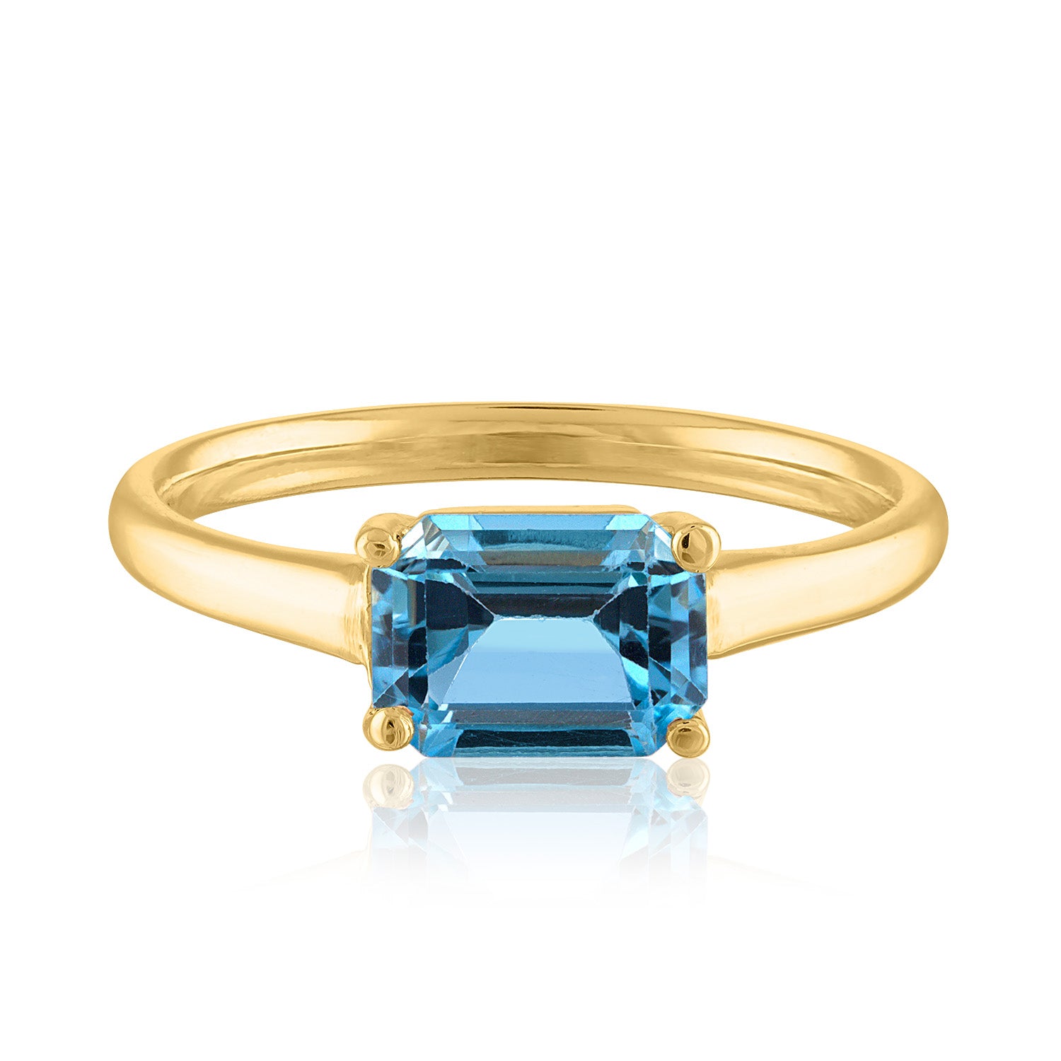 Prong-Set Emerald Cut East West Ring