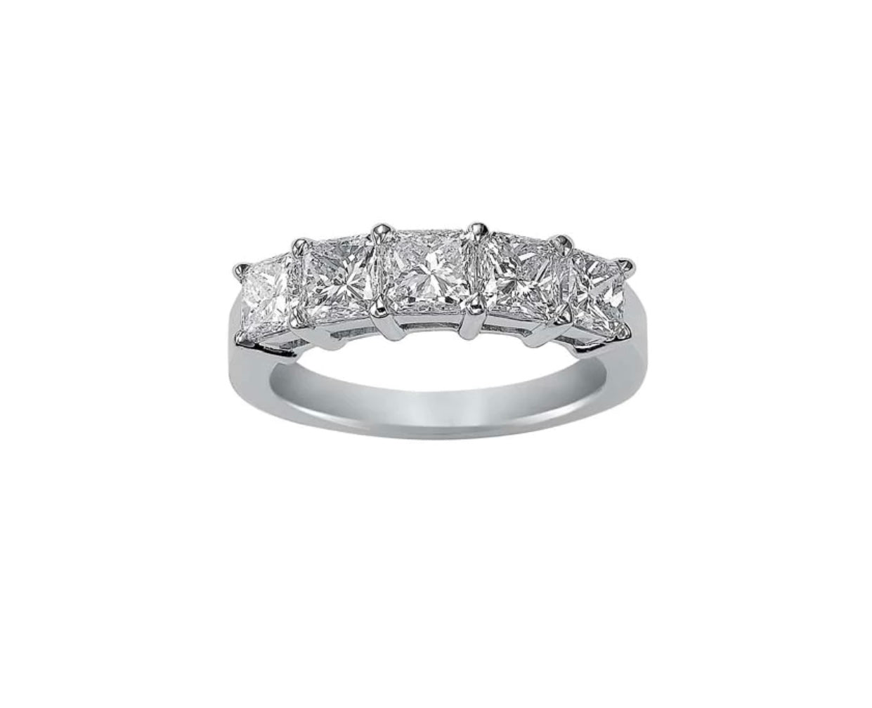 Platinum Five Diamond Radiant Wedding Band