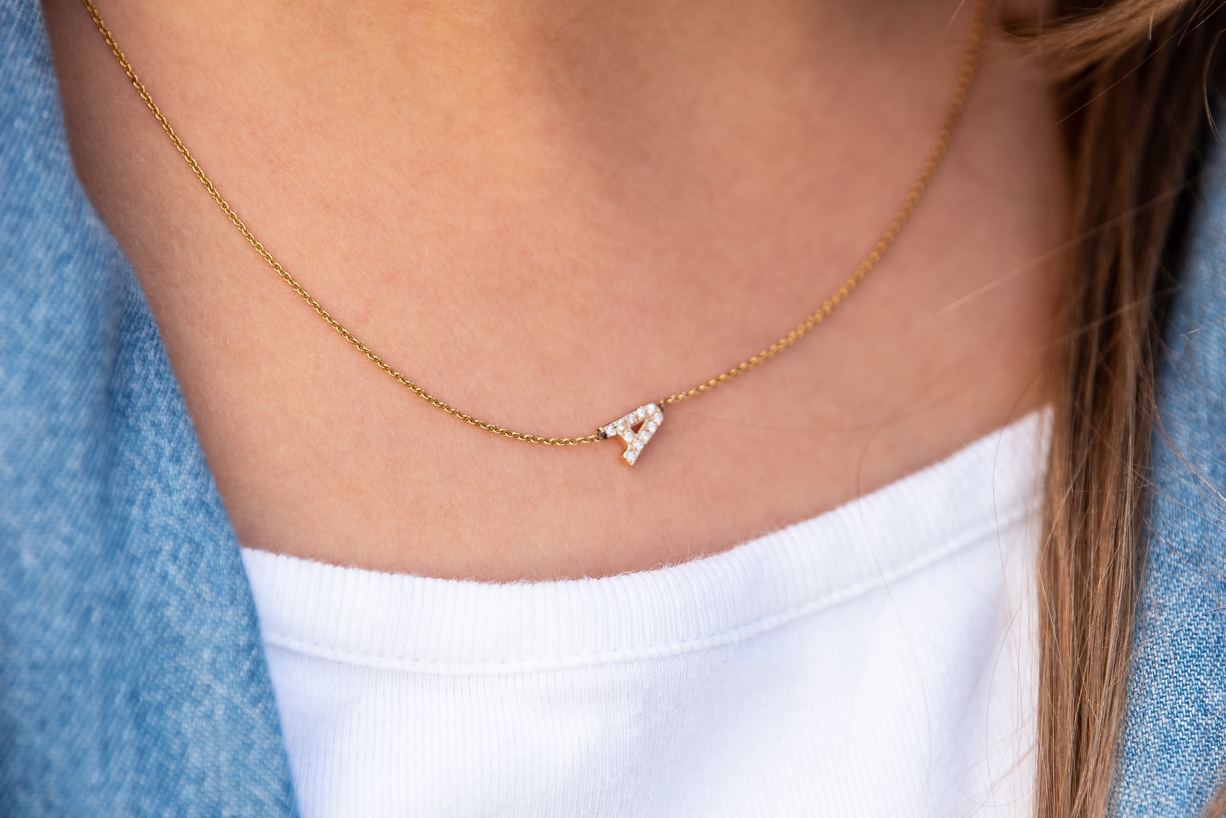 Alyssa Diamond Micro Pave Diamond Initial Necklace