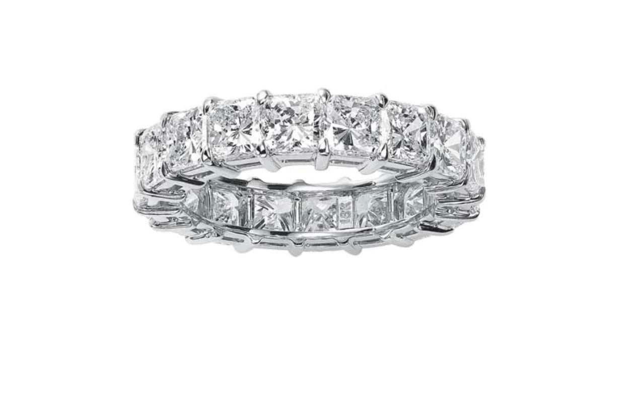 Prong-Set Platinum Princess Diamond Wedding Band
