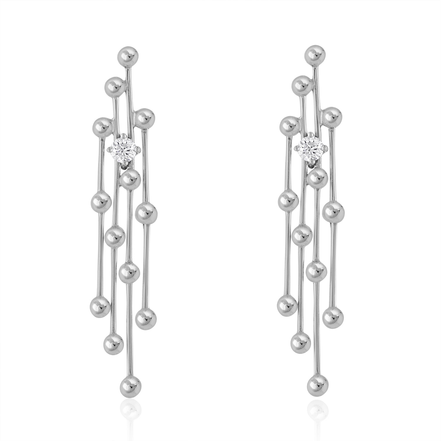 Drop Ball and Diamond Earrings