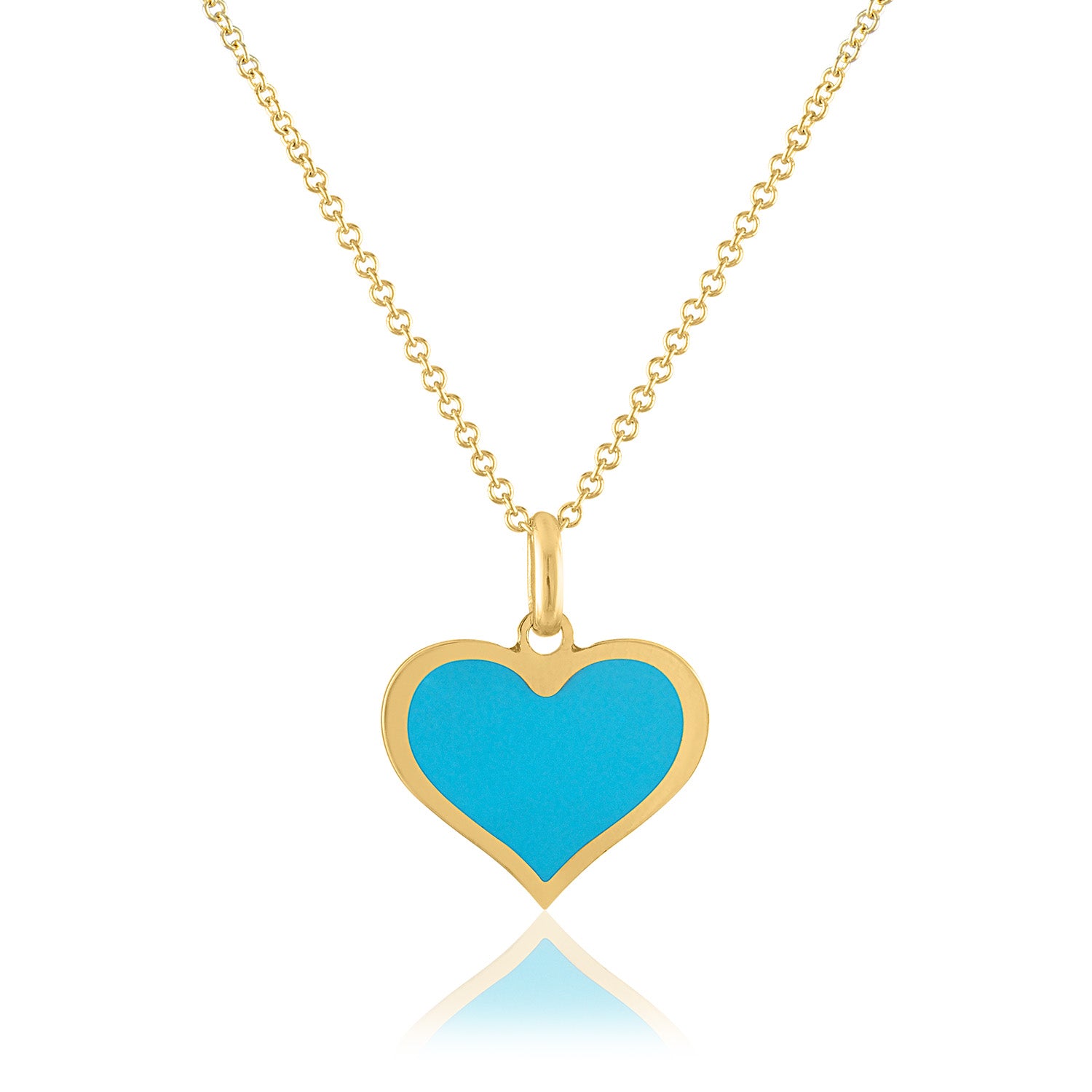 Mini Turquoise 14K Gold Heart Necklace