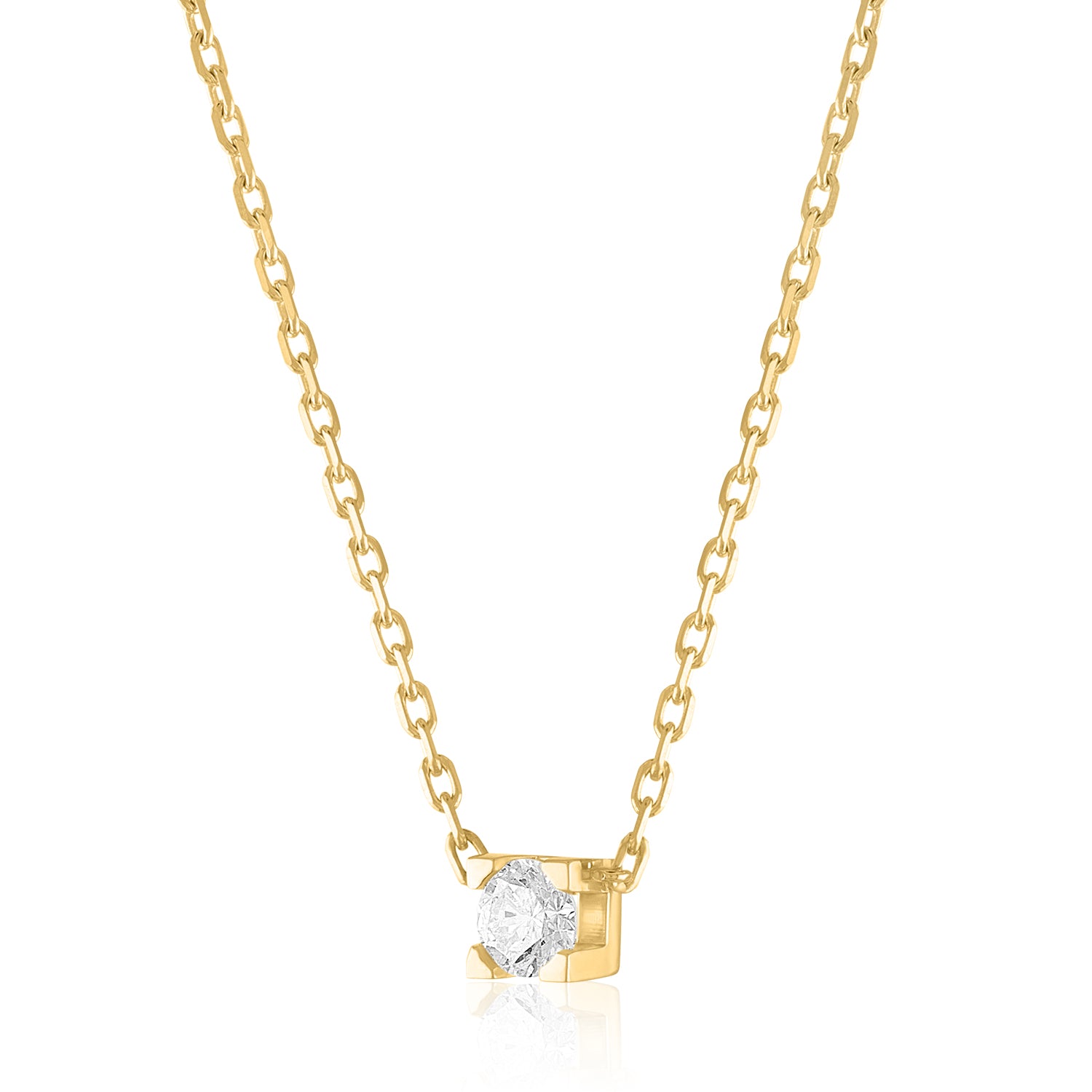 Solitaire Pendant on Rectangular Chain