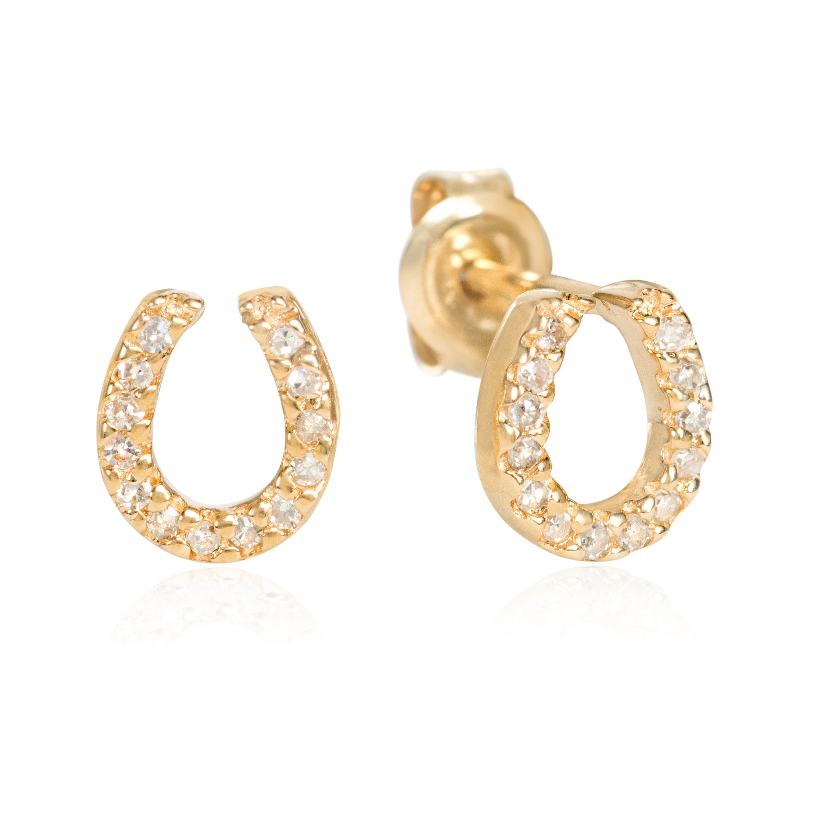 Diamond Horse Shoe Studs