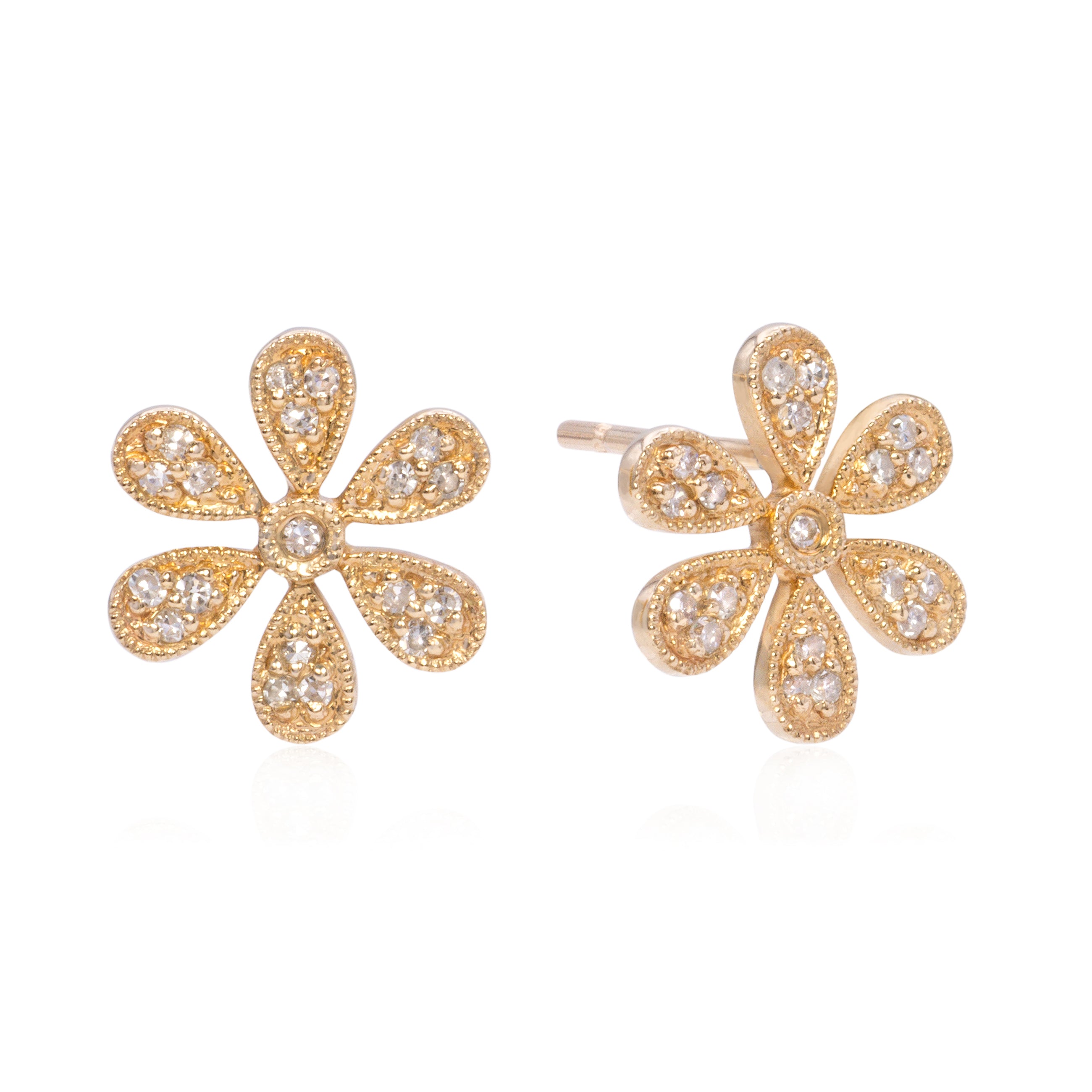 Diamond Pave Flower Studs