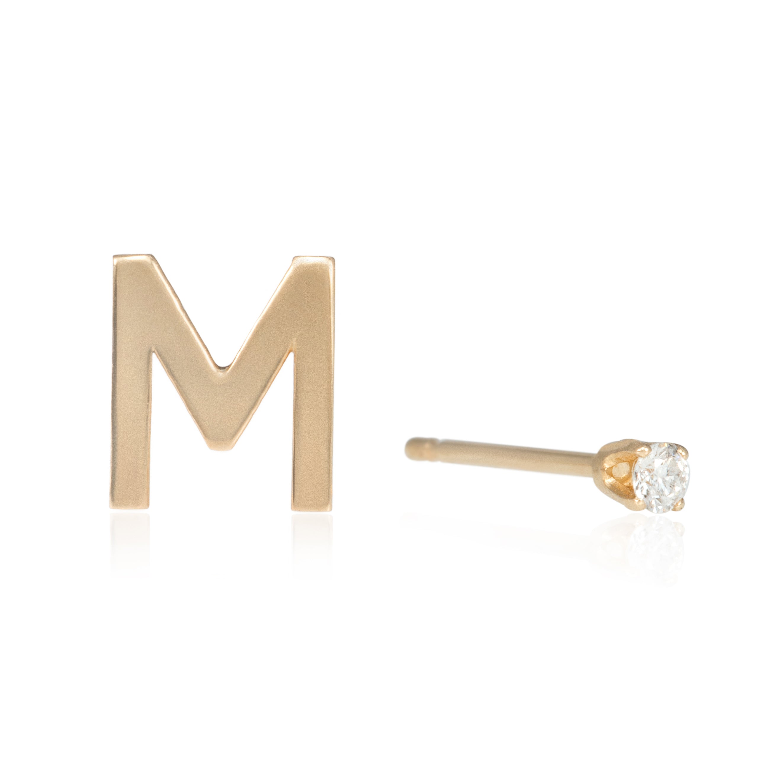 Single Megan Sans Serif Block Letter Single Stud