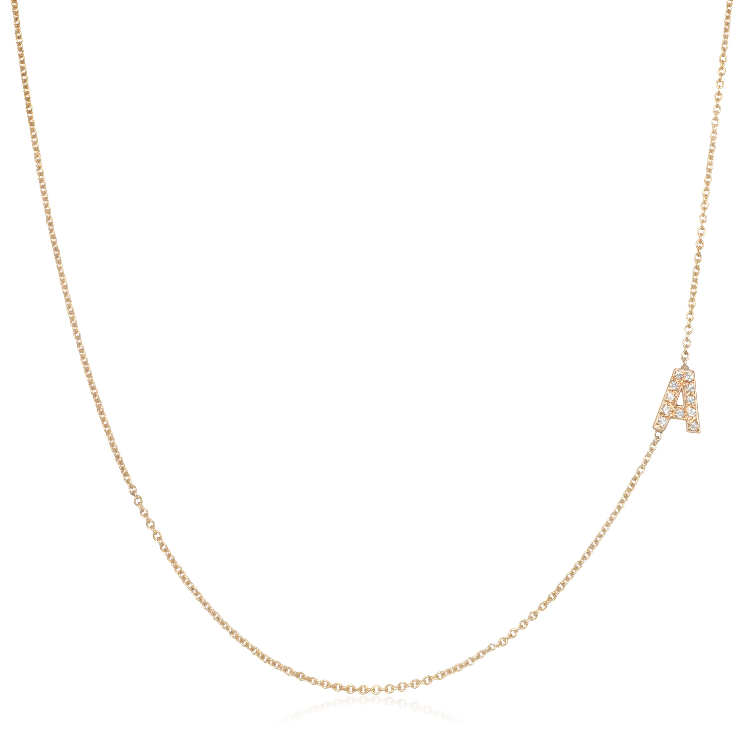 Alyssa Diamond Micro Pave Diamond Initial Necklace