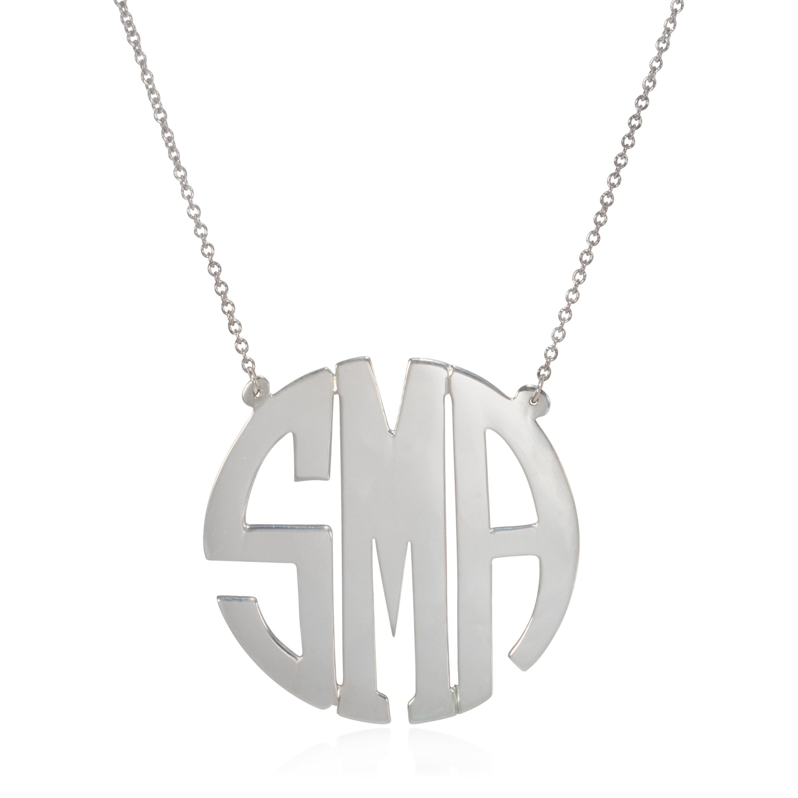 Circle Block Monogram Necklace