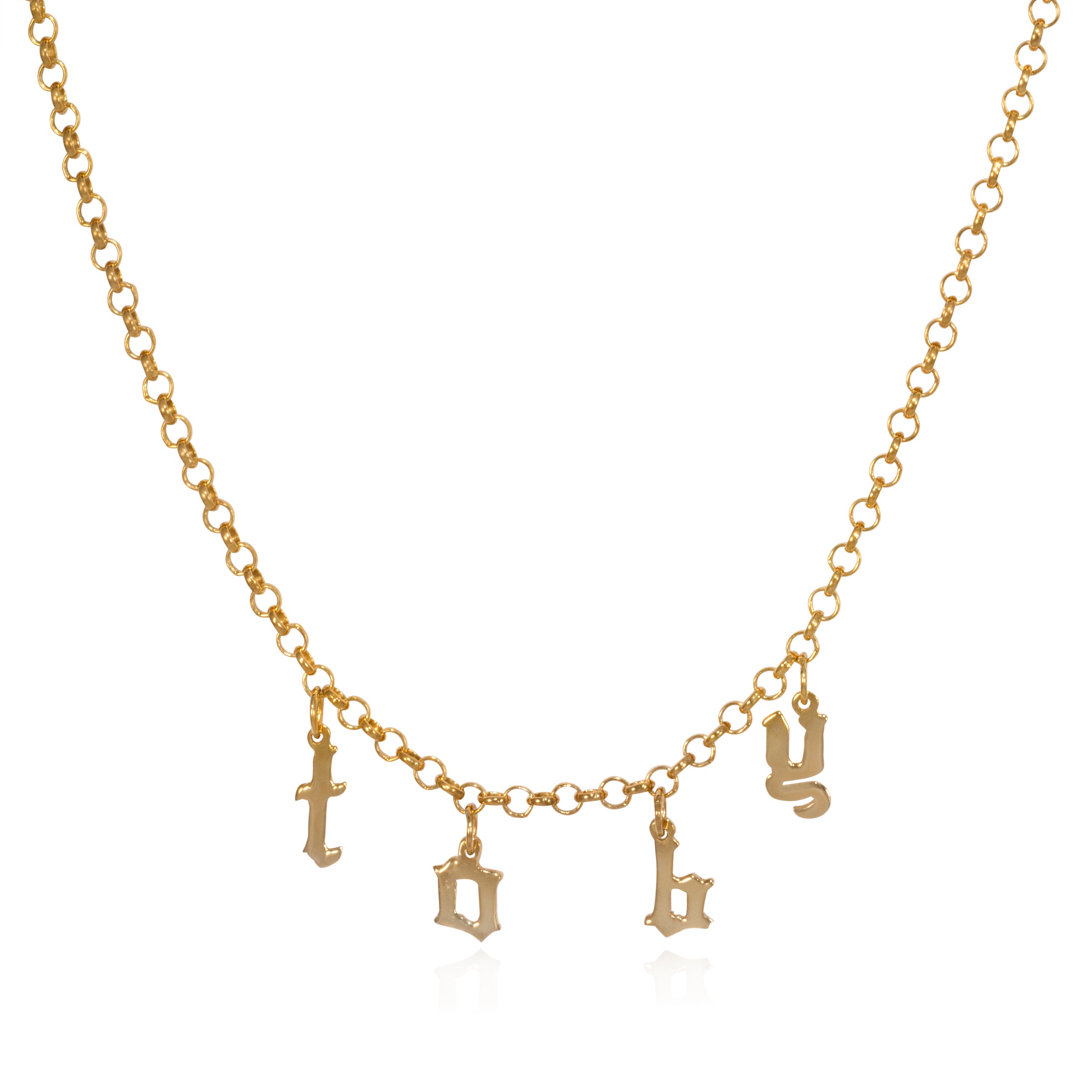 Toby Gothic Name Charm Necklace