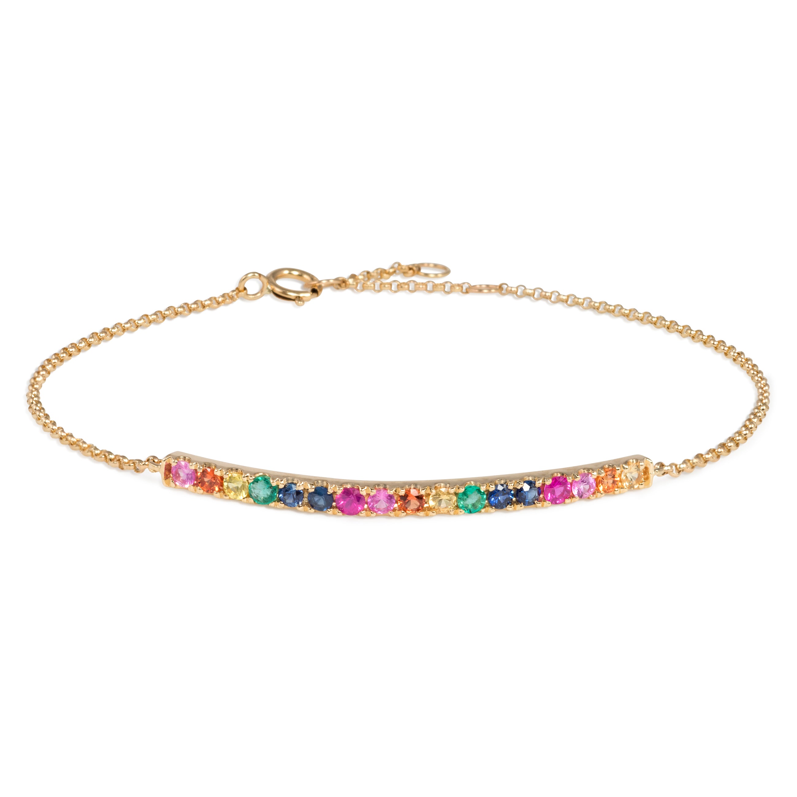 Rainbow Sapphire Bar Bracelet