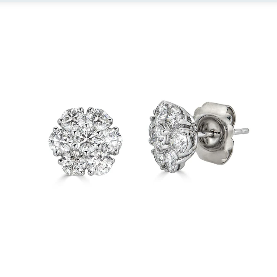 Diamond Flower Cluster Studs