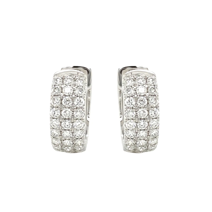 Three Row Diamond Pave Huggies