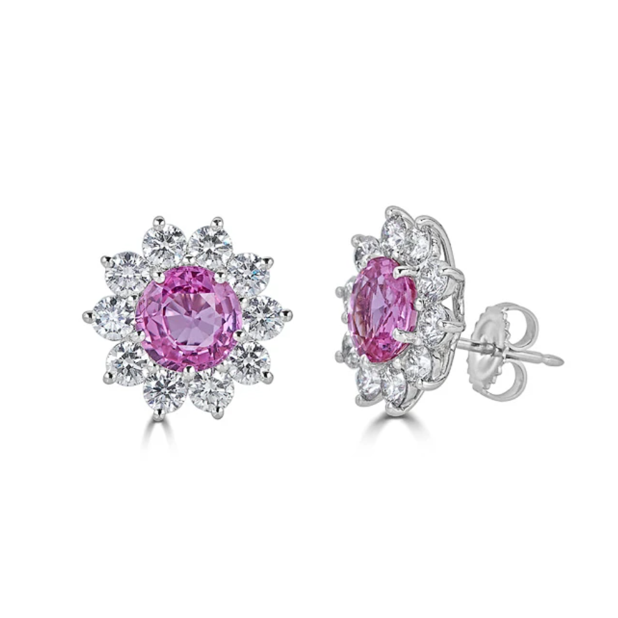 Diamond and Pink Sapphire Studs