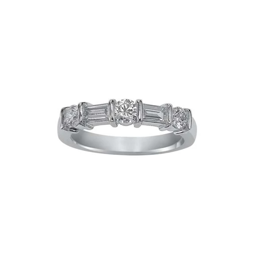 Platinum Diamond Round and Baguette