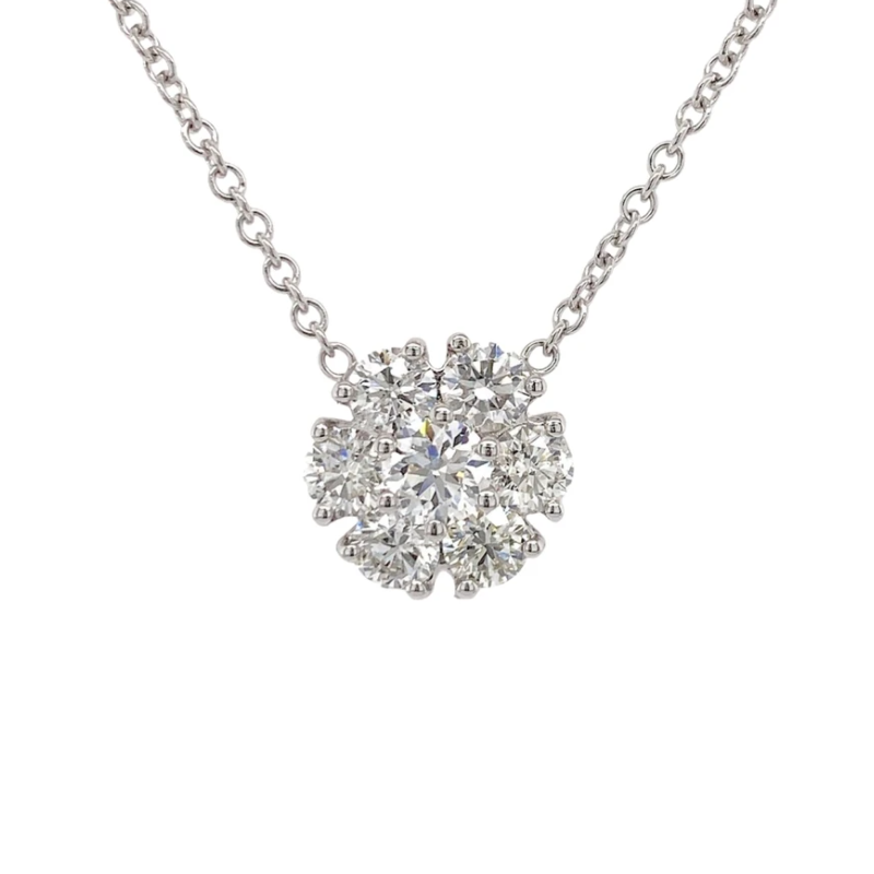 Diamond Flower Cluster Pendant