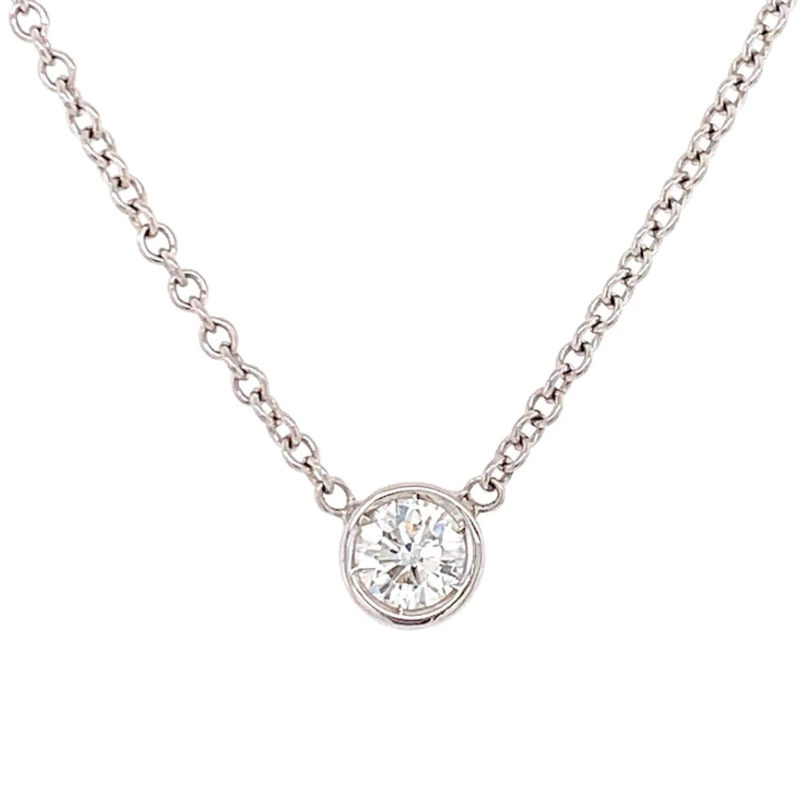 Diamond Solitaire Bezel Set Pendant Necklace