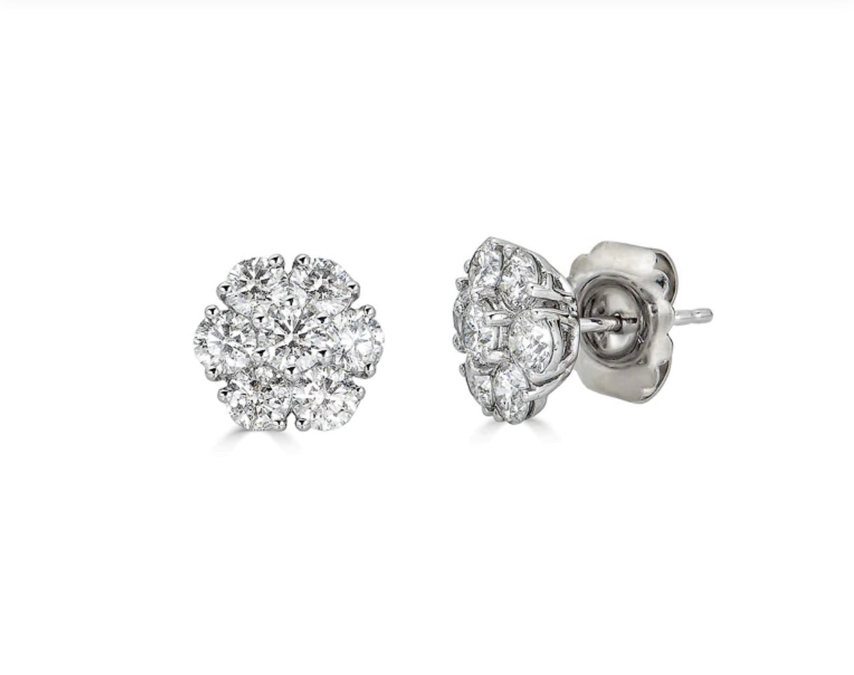 Diamond Flower Cluster Studs