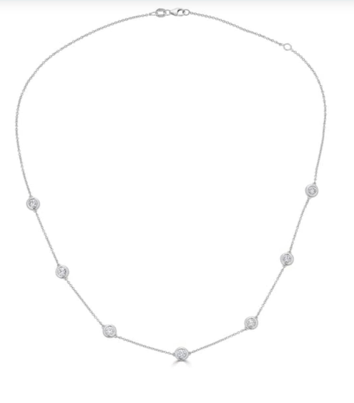 Seven Diamond Bezel Chain Necklace