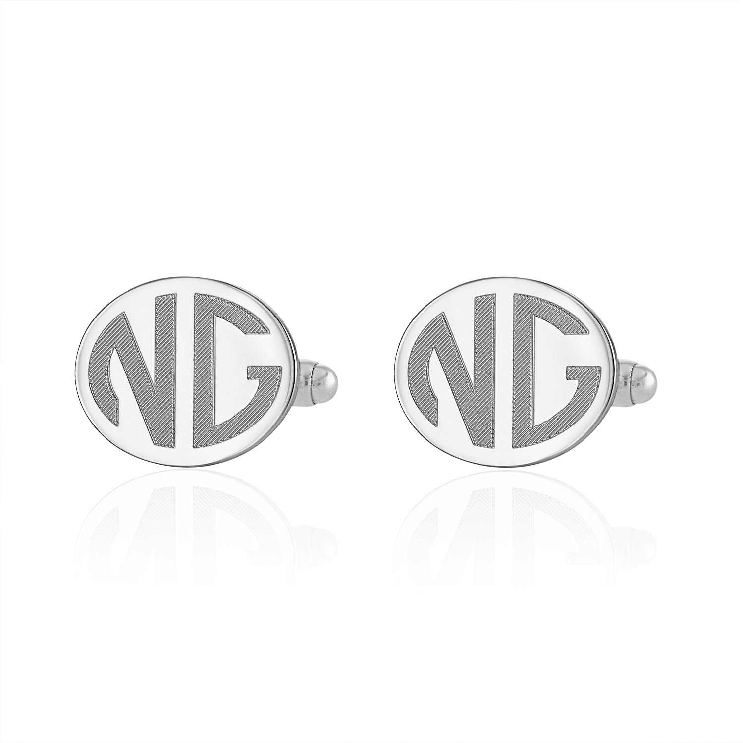 Tall Oval Engraved Initial Cufflinks