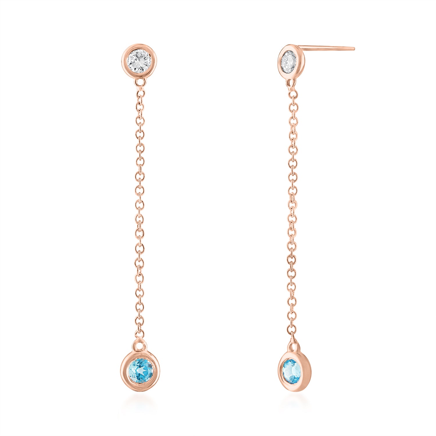 Diamond and Aquamarine Drop Earrings