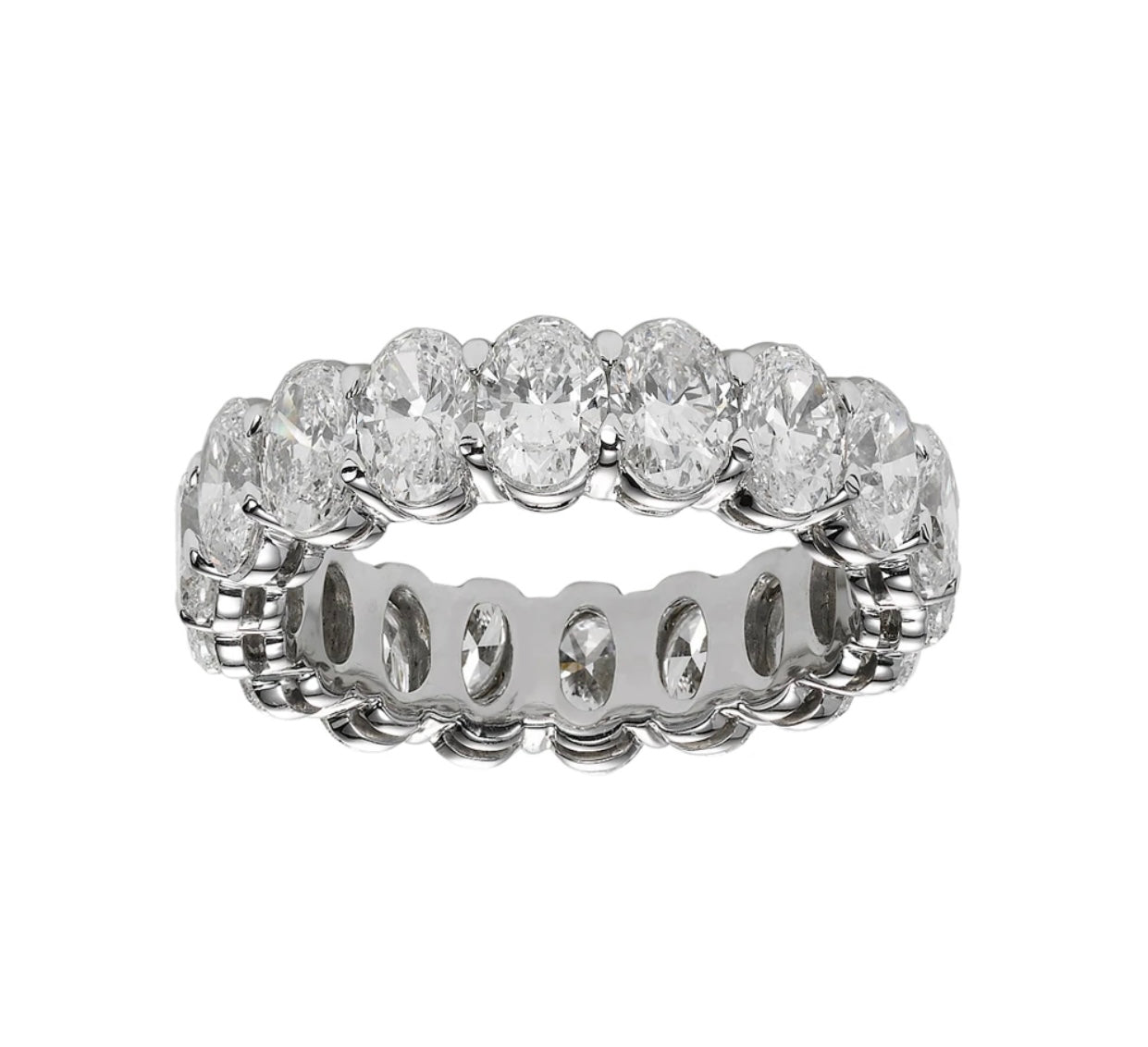 Prong-Set Oval Diamond Wedding Band