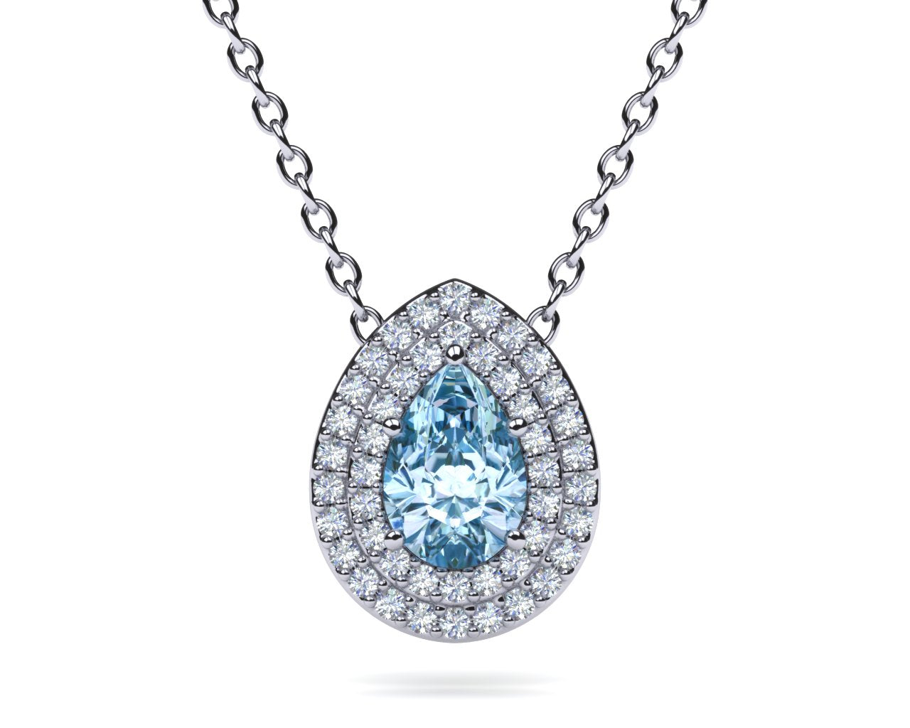 Diamond and Blue Aquamarine Necklace